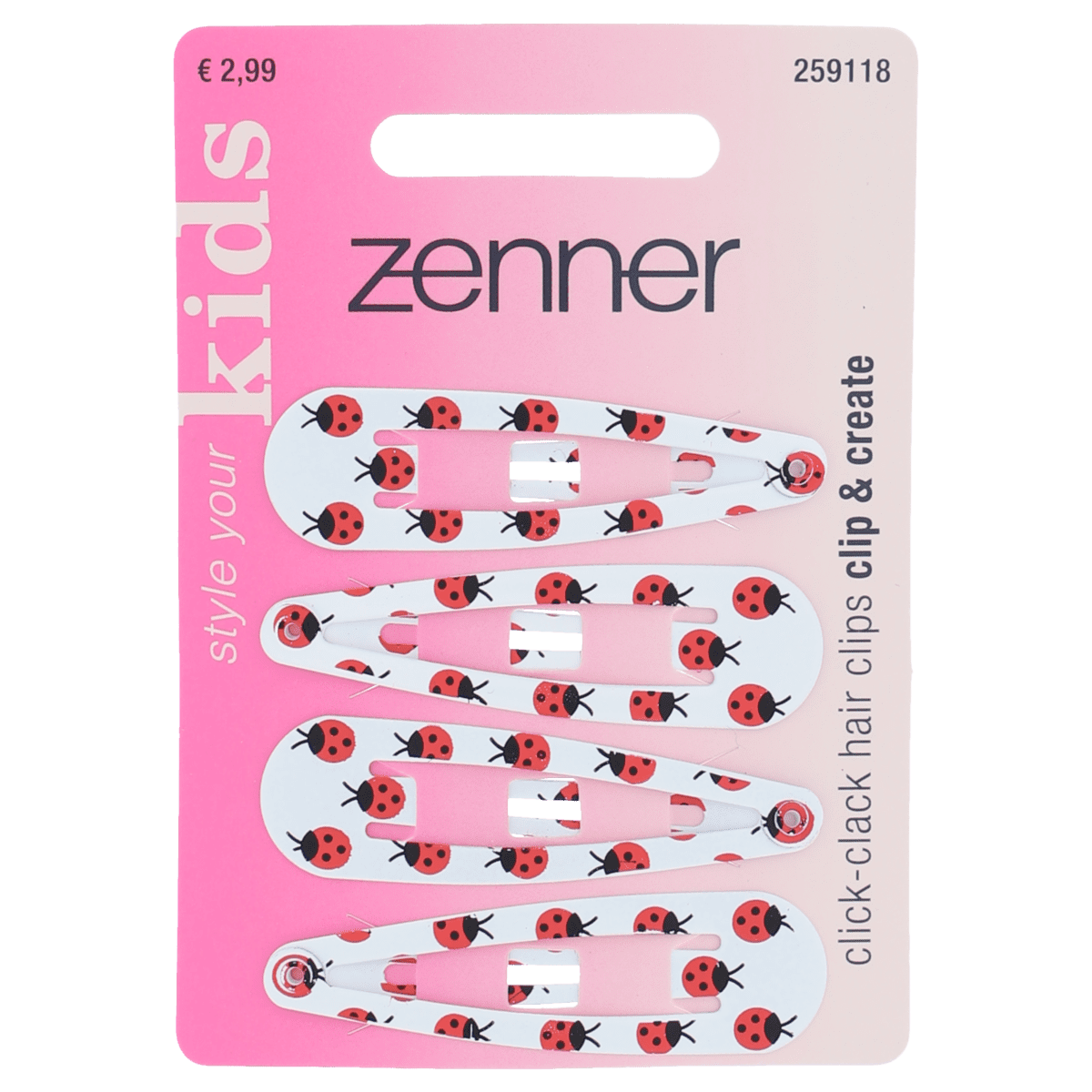 Zenner Klik-klak haarspeld kids 4x