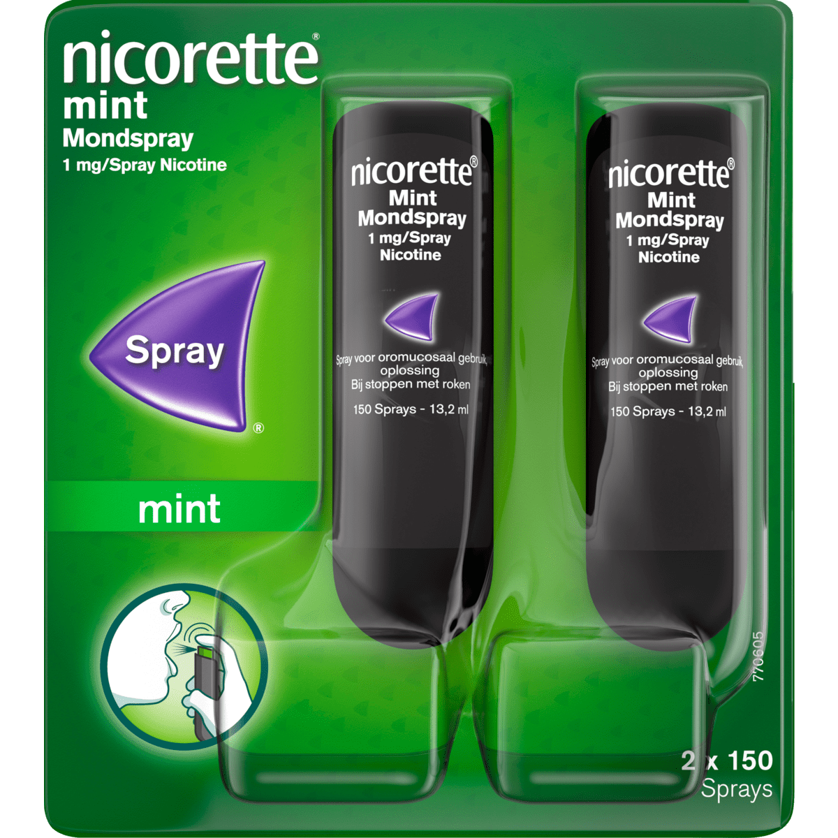 Nicorette Freshmint Mondspray Stoppen met Roken 1 MG Nicotine 2 x 13,2 ML