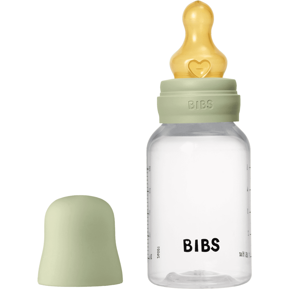 BIBS Babyfles Slow Flow Latex Sage incl. opvouwbaar trechtertje 150 ML