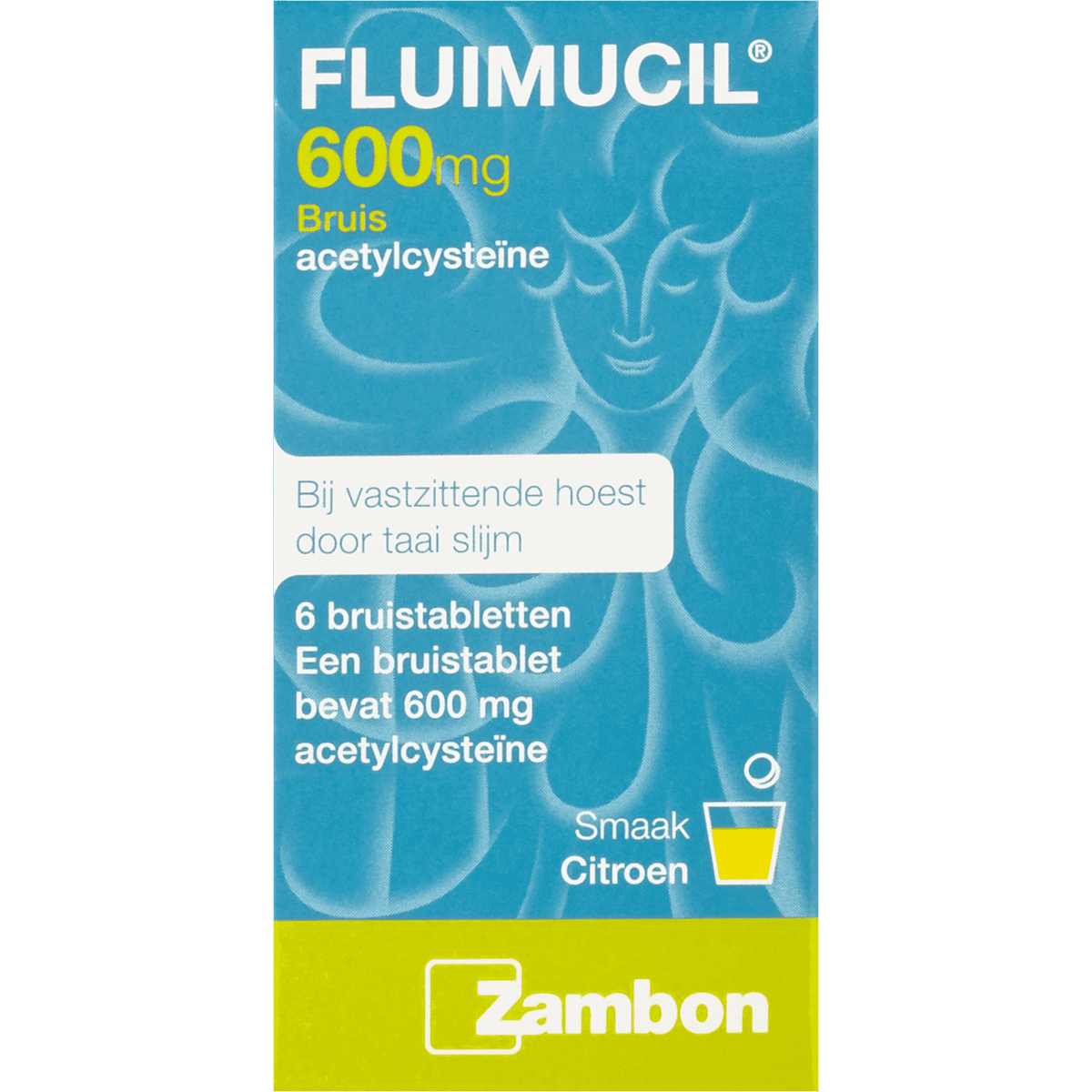 Fluimucil Citroensmaak 600 MG Bruistabletten 6 stuks