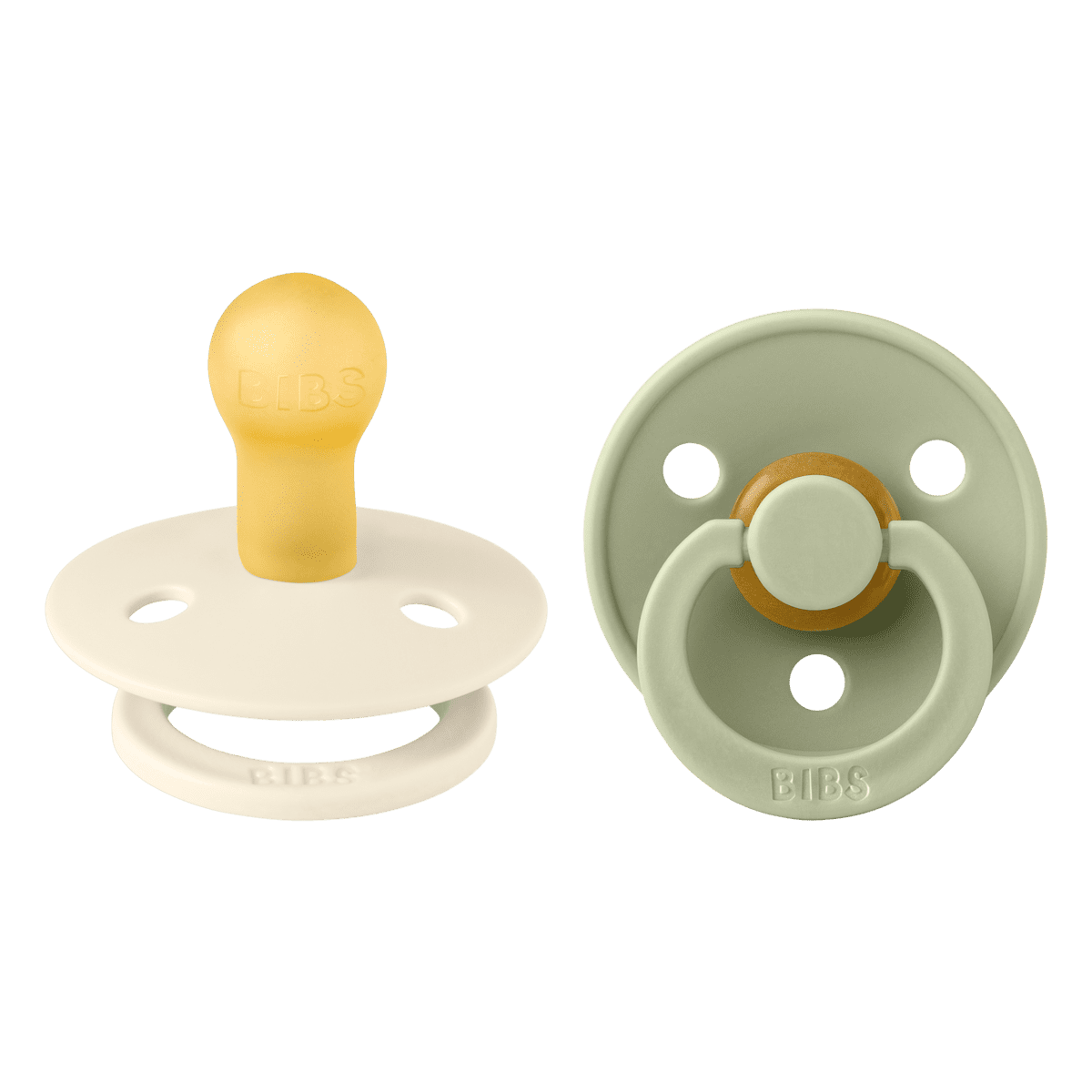 BIBS Colour Fopspeen Rond Latex Maat 1 Sage/Vanilla 2 stuks