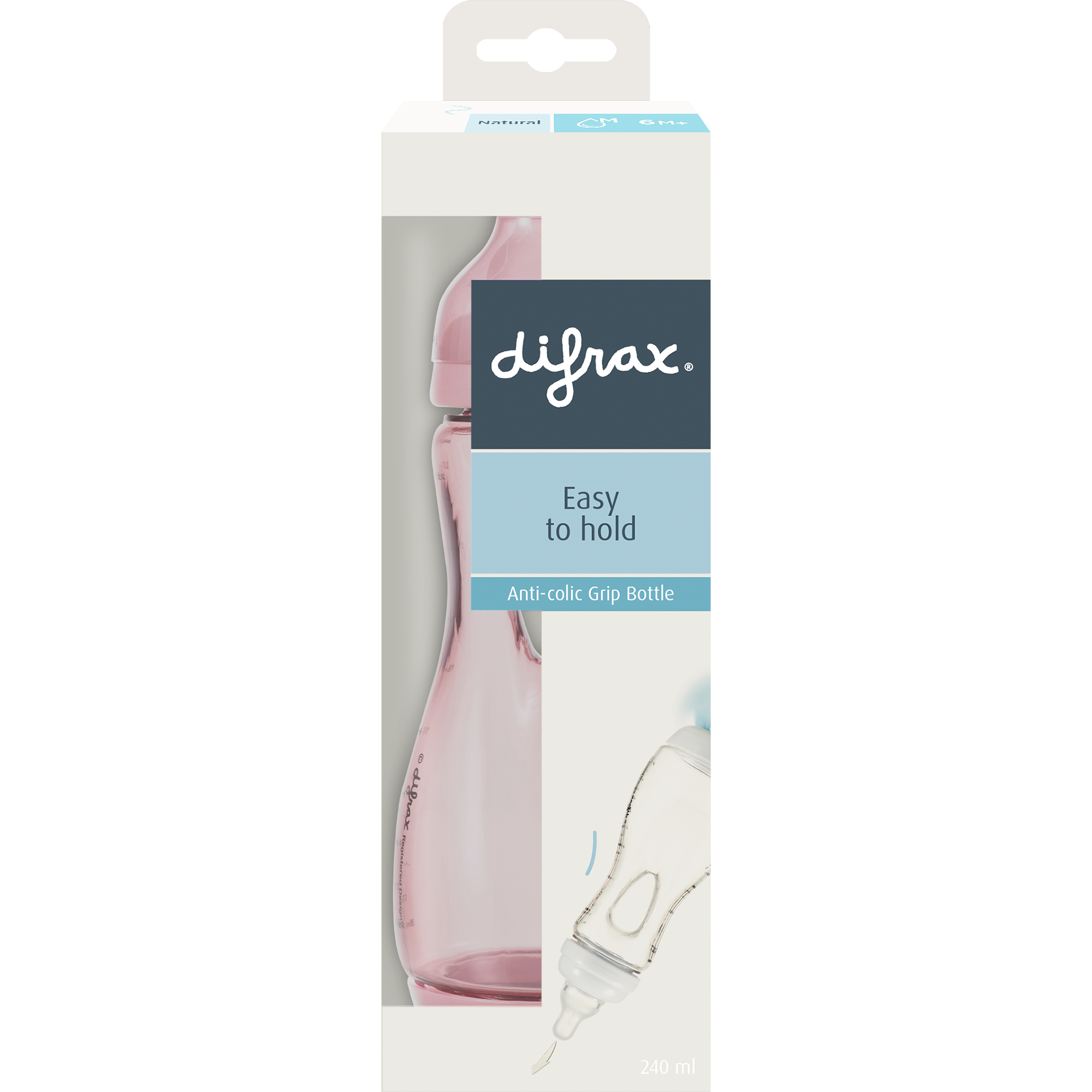 Difrax Handgreepfles Pink Opal 240 ML