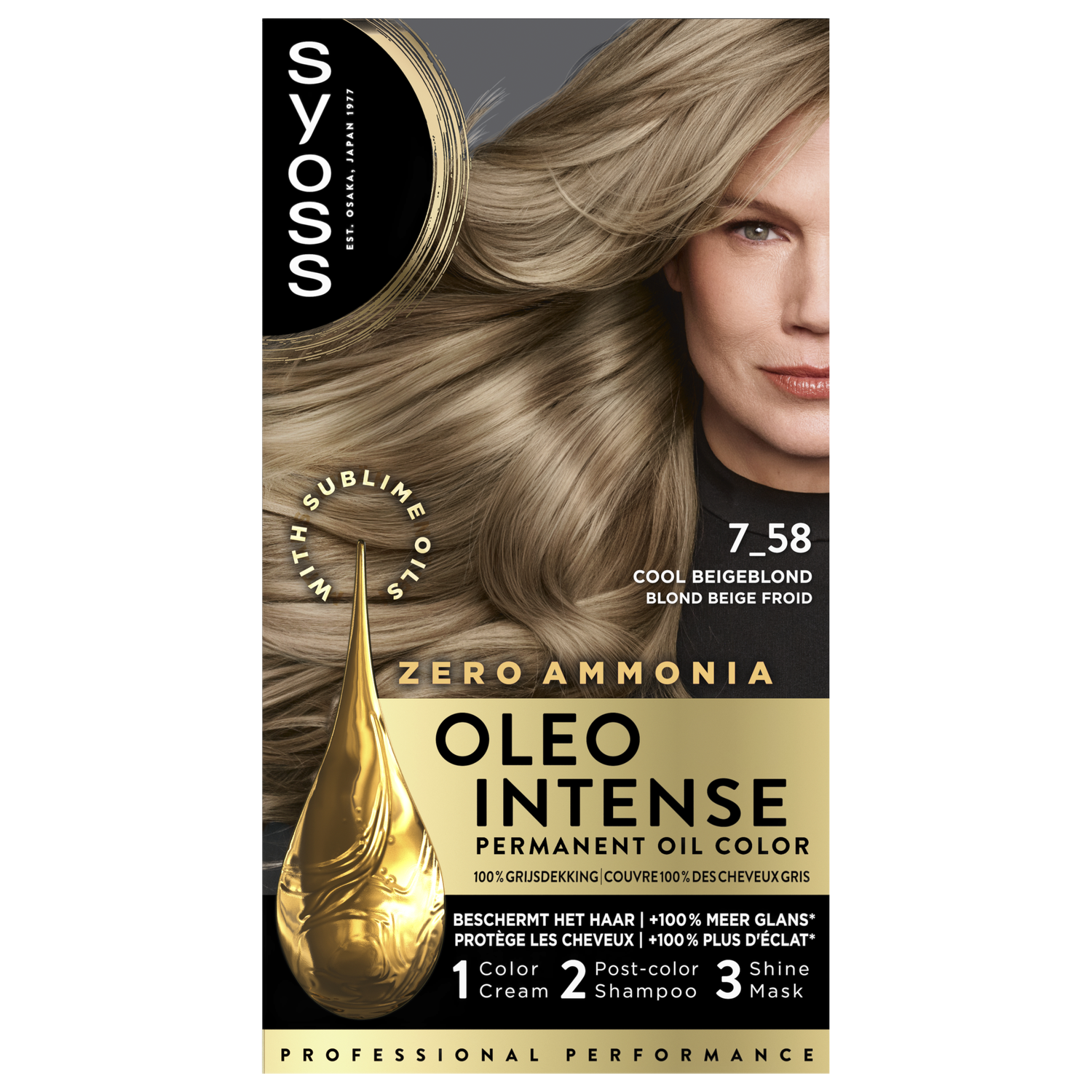 Syoss Oleo Intense Permanente Haarkleuring 7-58 Cool Beigeblond/Blond Beige Froid