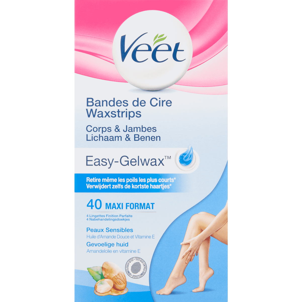 Veet Waxstrips Lichaam & Benen Gevoelige Huid 40 EA Etos