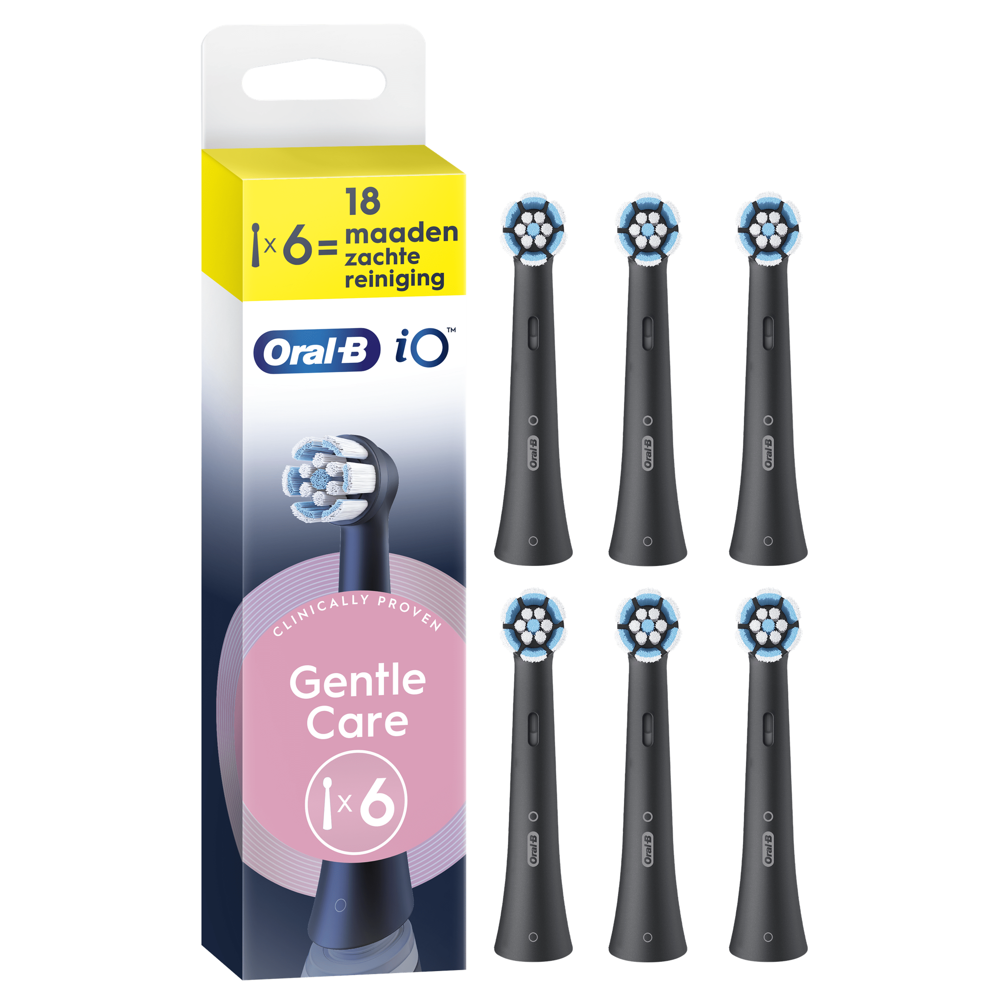 Oral-B iO Gentle Care Opzetborstels Zwart 6 Stuks