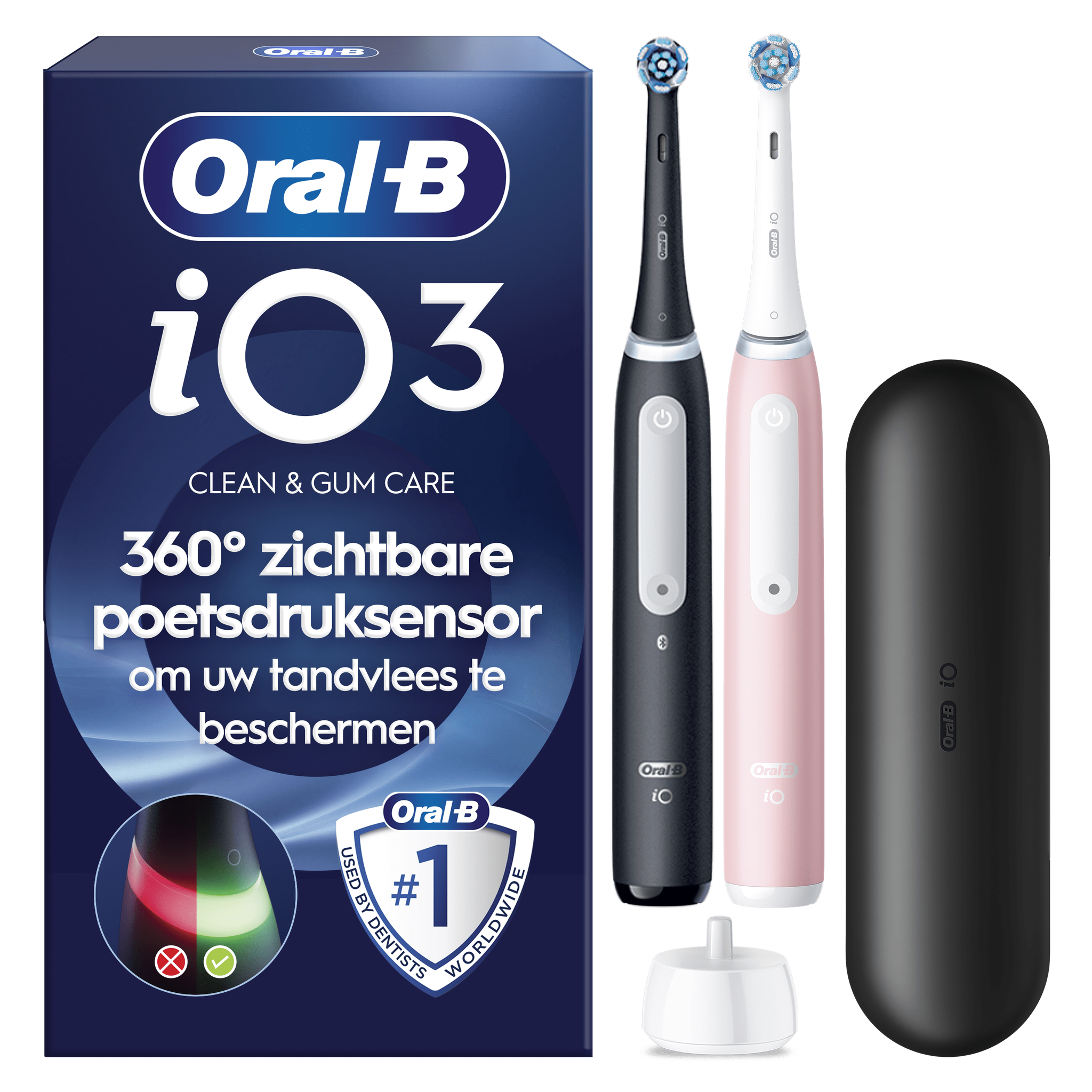 Oral-B iO 3 Zwart & Roze Duo Elektrische Tandenborstels